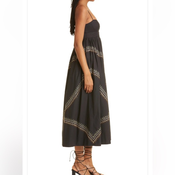 Ulla Johnson Black Midi Dress with Gold Accents - Picture 3 of 10